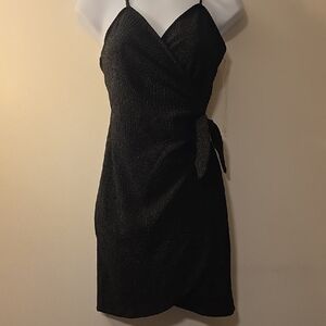 Lily Rose Black Mini Wrap Dress